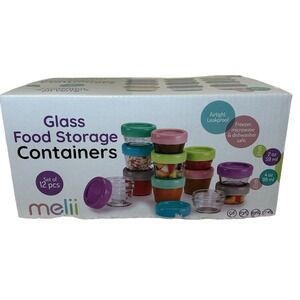 Melii 12 Piece Glass Food Storage Containers Set 2oz 4oz Baby Meal Prep Airtight